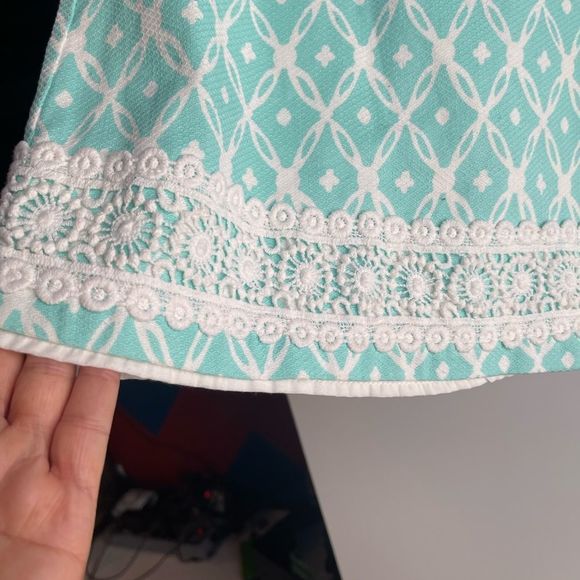 Maggie & Zoe Tiffany Blue Geometric Shift Dress  US 5 - Picture 5 of 14